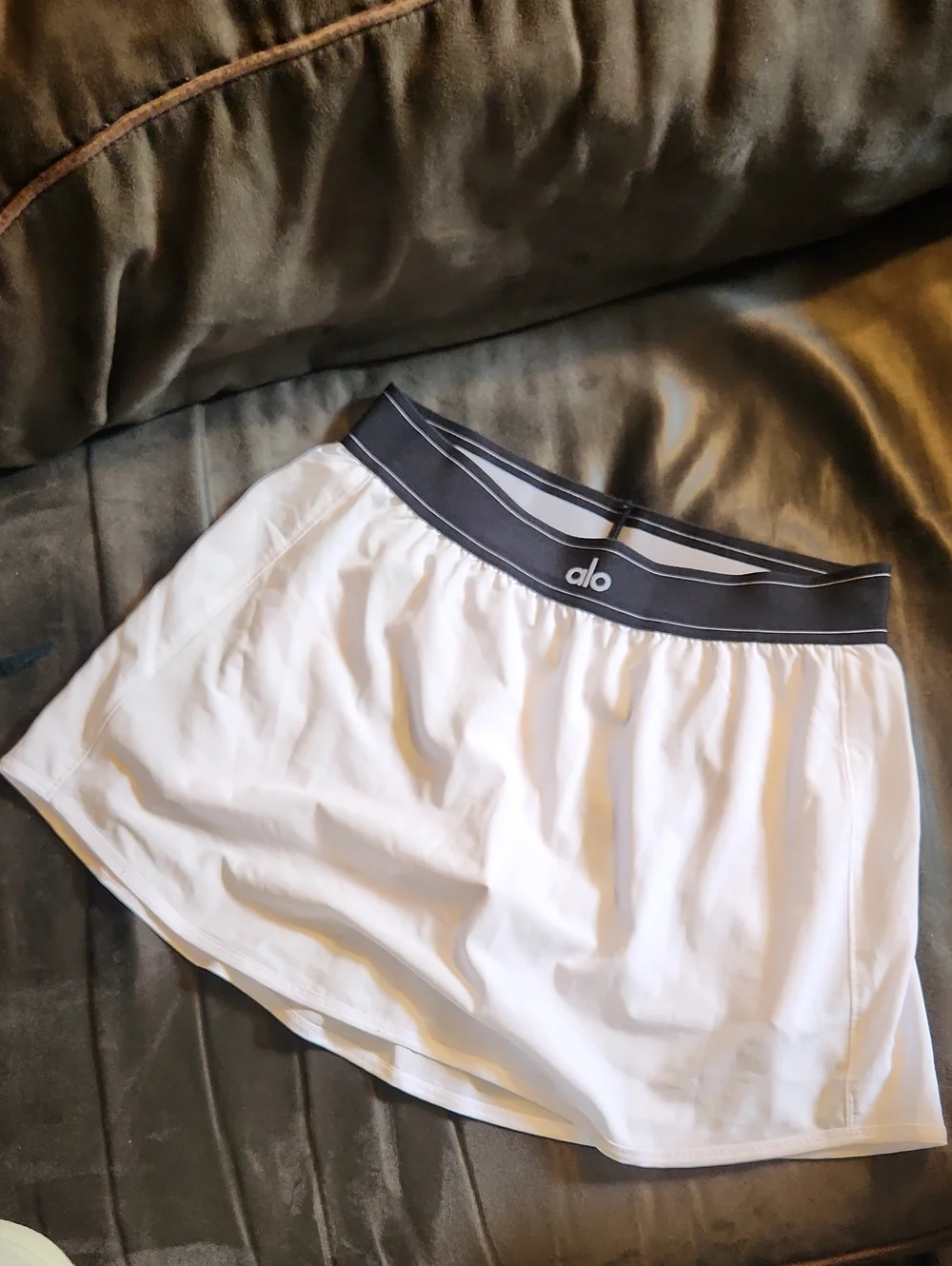 ALO Yoga White Skort with Black Waistband